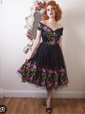 The Pretty Dress Company Fatale Le Reine Embroidered Prom Dress, Size UK12.